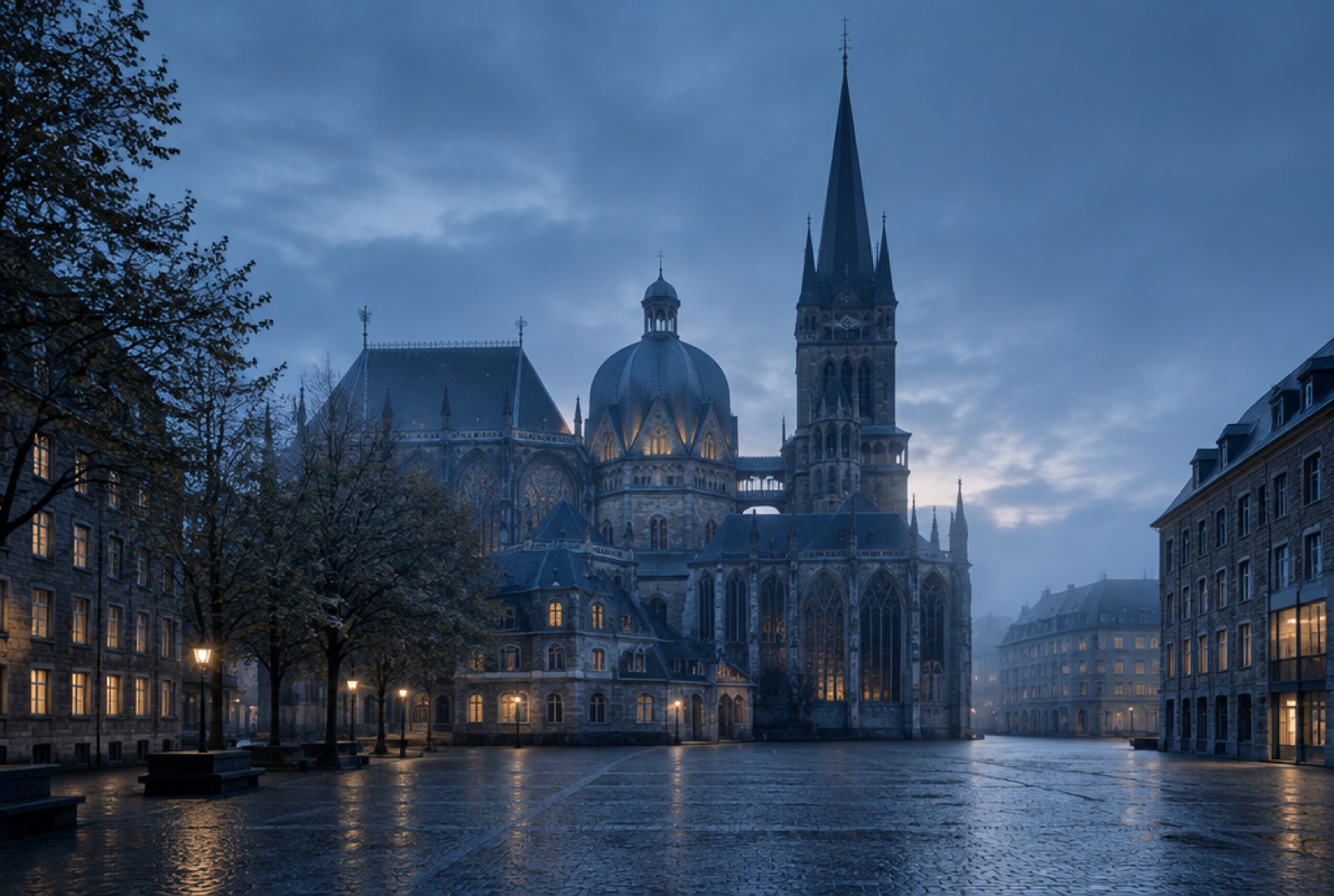 Aachener Dom am frühen Morgen